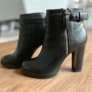 Faux Leather Heeled Ankle Boot